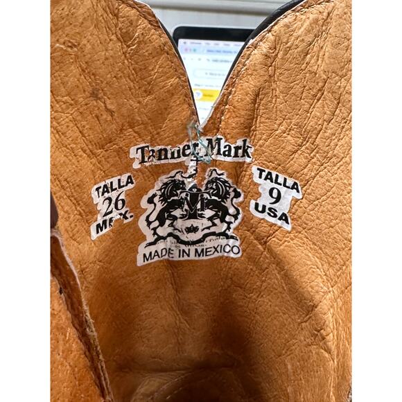Tanner Mark Men's Cowboy Boots Brown Bronze Teal Leather Size 9 NIB Western - Picture 9 of 15